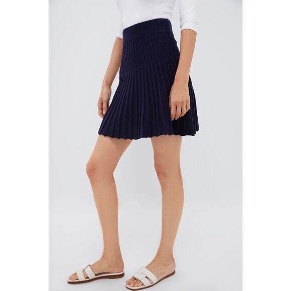 POMANDER PLACE Navy Knit Pleated Saylor Skirt Size L NWT Retail $98 Tuckernuck - Picture 5 of 8